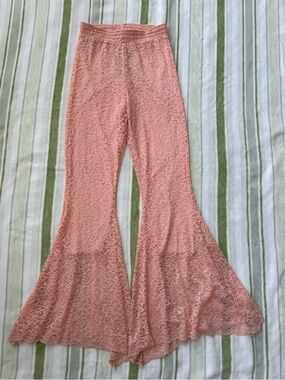 L&B (Lucky & Blessed) Peach Lace Bell Bottoms